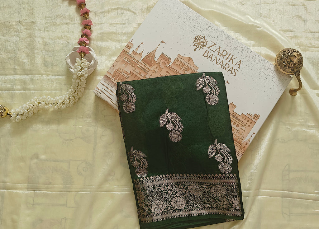 Dark Green Banarasi Silk Saree
