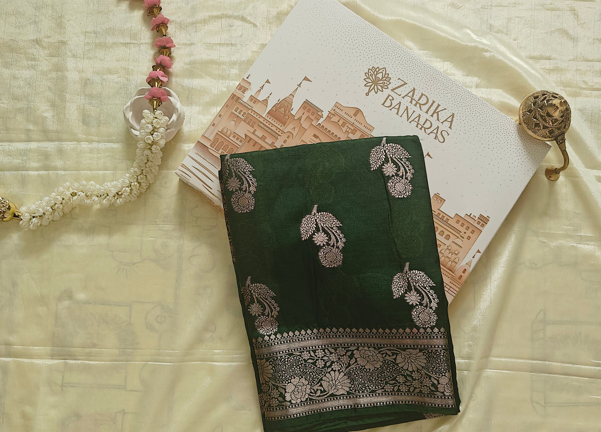 Dark Green Banarasi Silk Saree