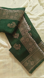 Dark Green Banarasi Silk Saree