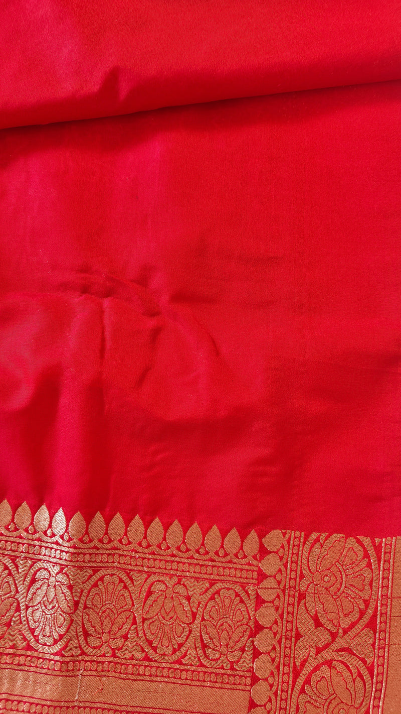 Red Saree with Golden Zari Jaal Work