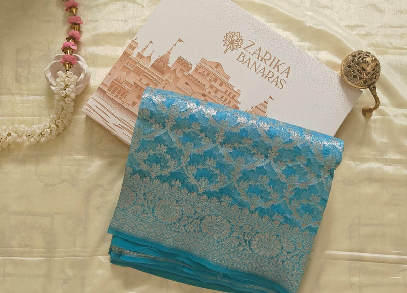 Sky Blue Georgette Saree