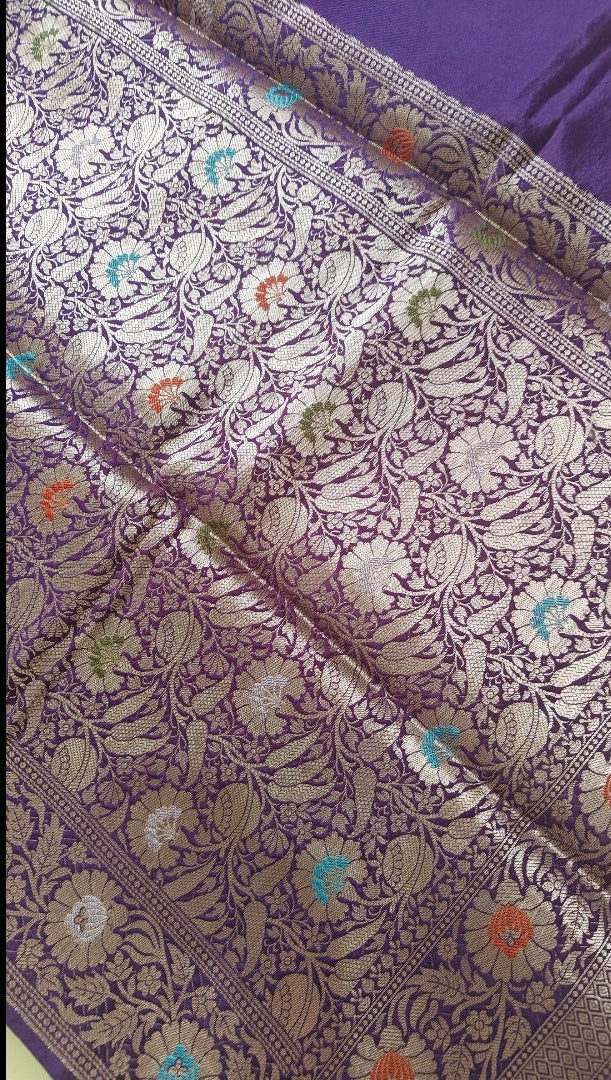 Purple Banarasi Meenakari Saree