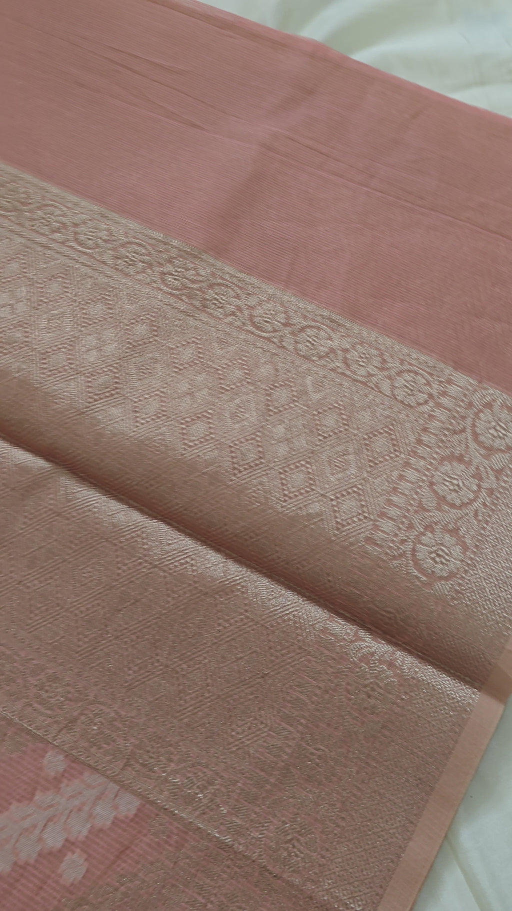 Peach Kota Cotton Saree