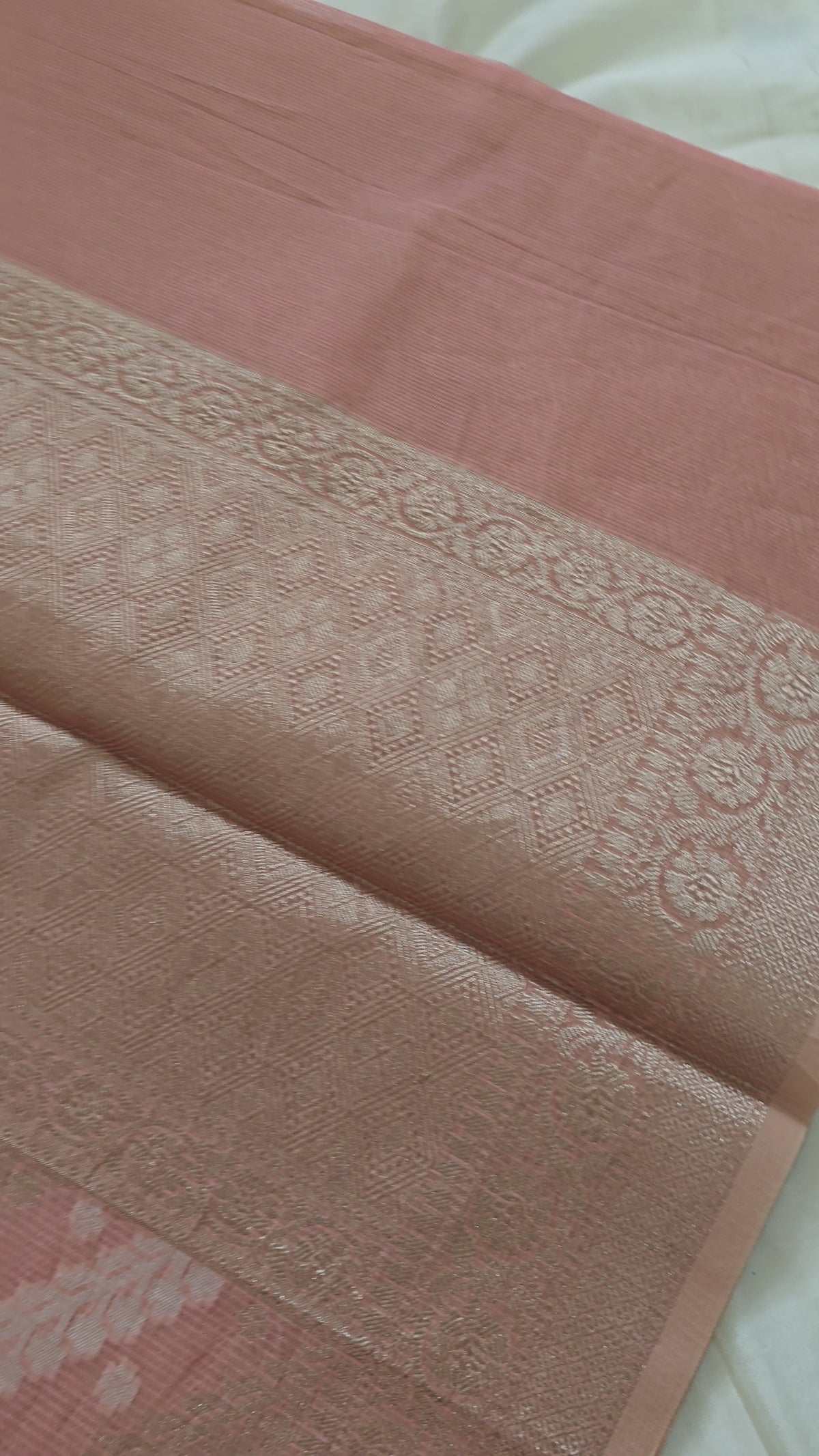 Peach Kota Cotton Saree