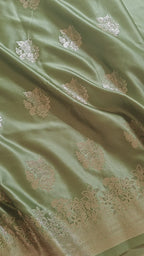 Pastel green Banarasi Silk