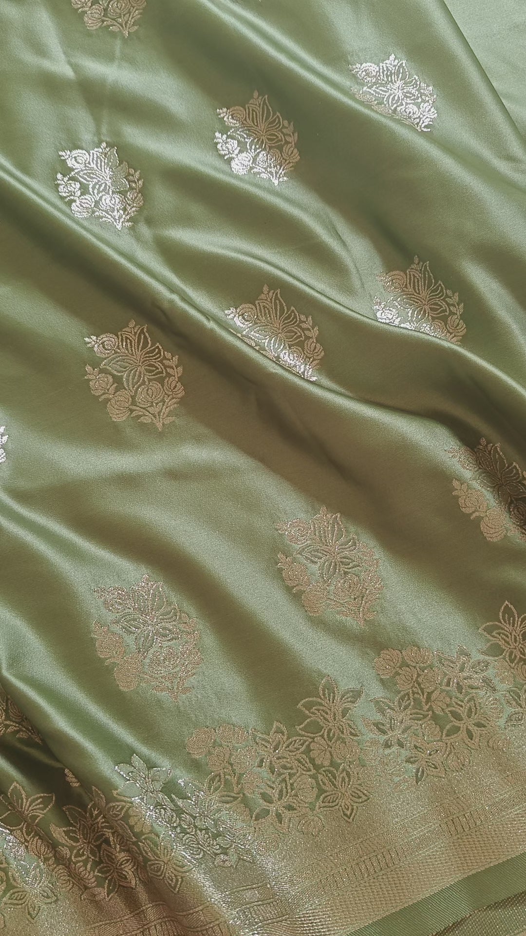 Pastel green Banarasi Silk