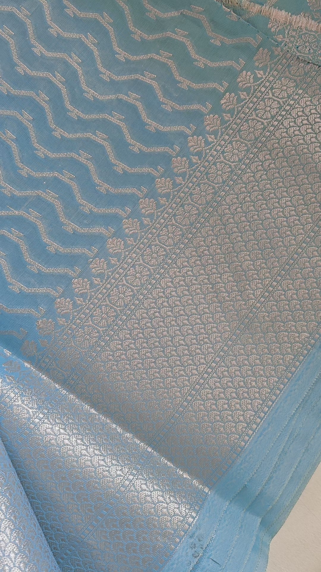 Ice blue Tissue Floral Jaal Saree