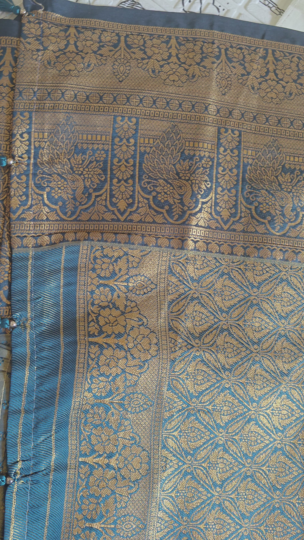 Golden Tissue Peacock Motifs Saree