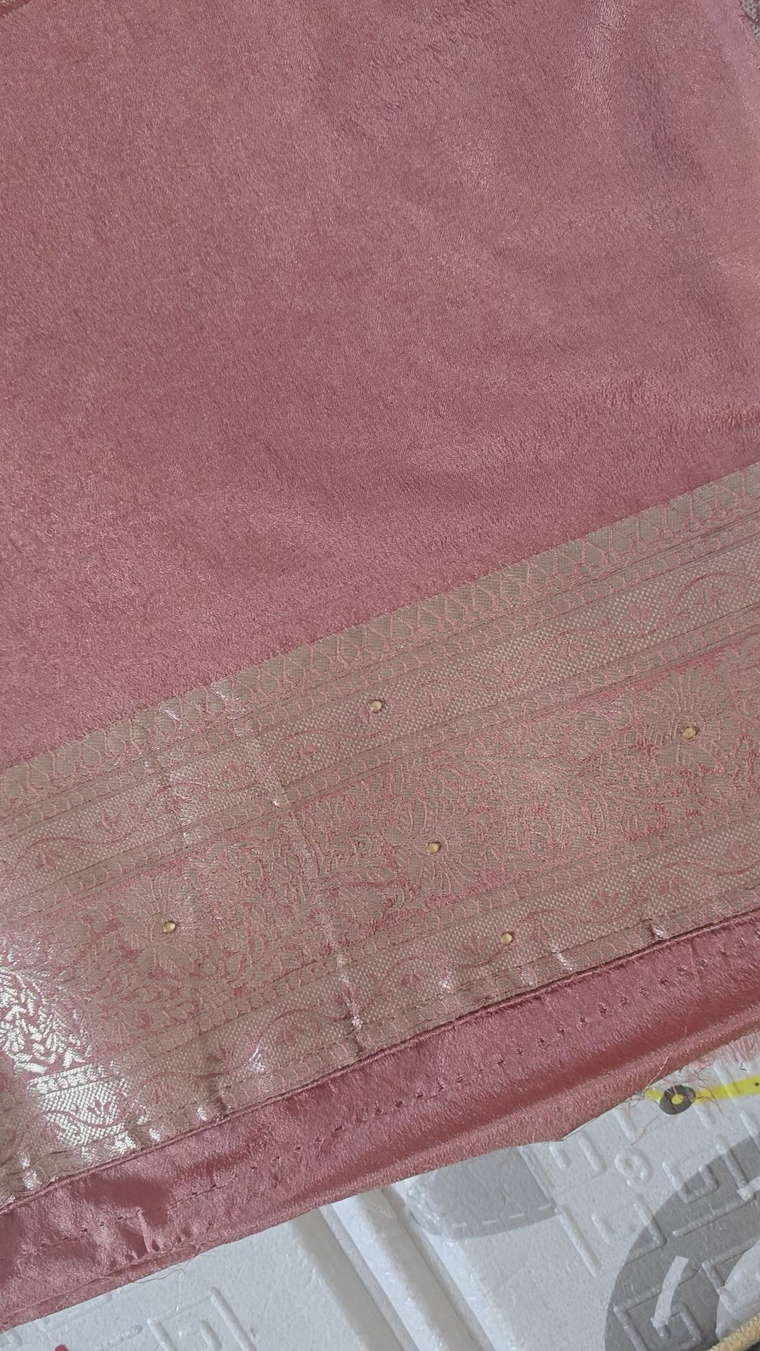 Rust Butter Crepe Handwork Saree