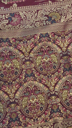 Wine Banarasi Silk Birds Jaal