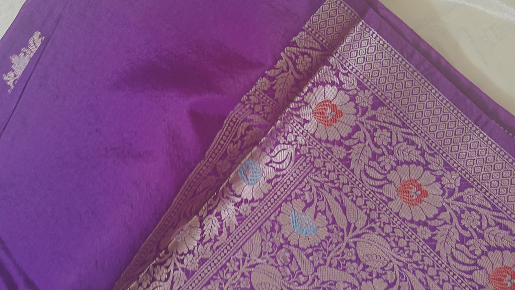 Purple Banarasi Meenakari Saree