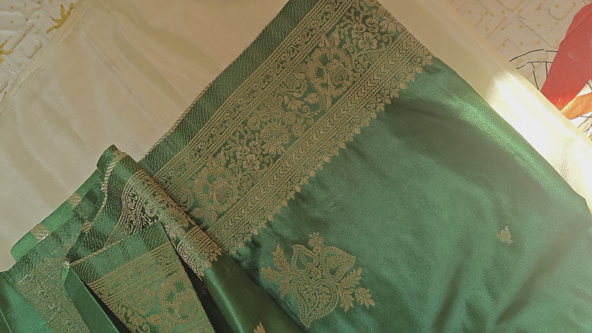 Dark Green Banarasi Silk