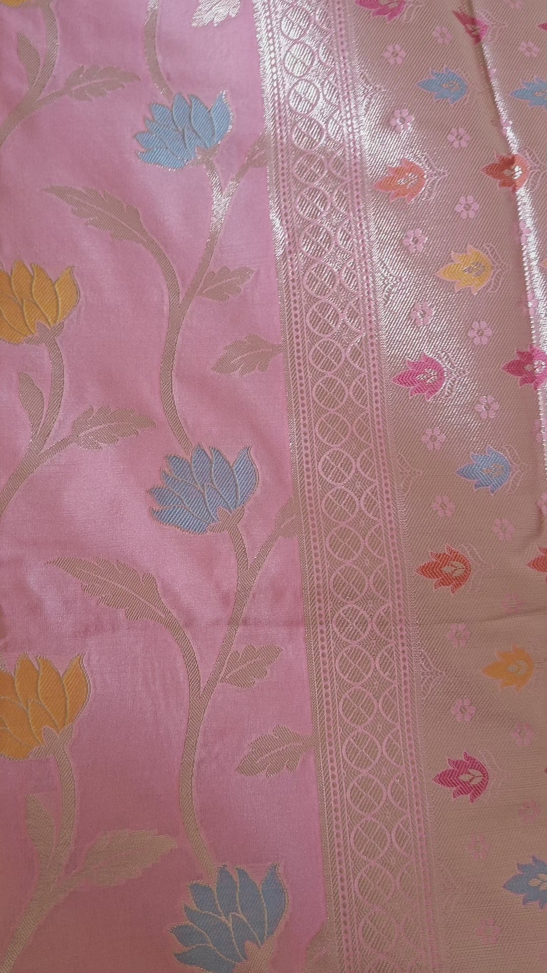 Pastel Pink Cotton Meenakari Jaal Saree