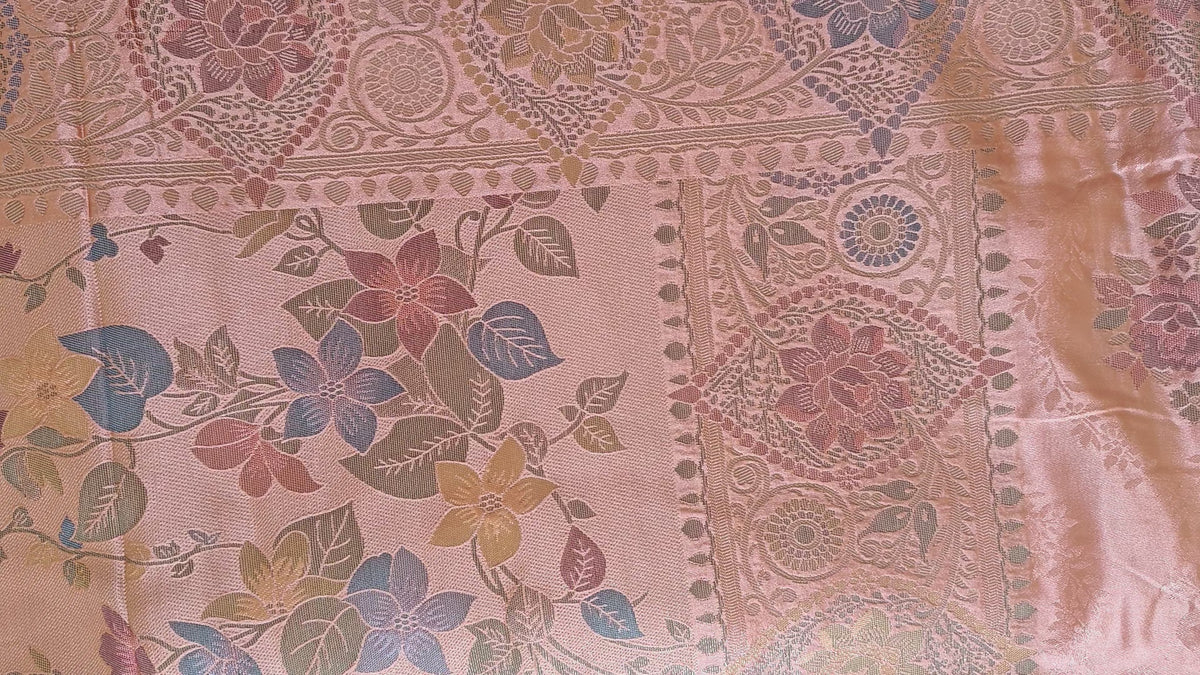 Peach Tanchoi Meenakari Banarasi Silk