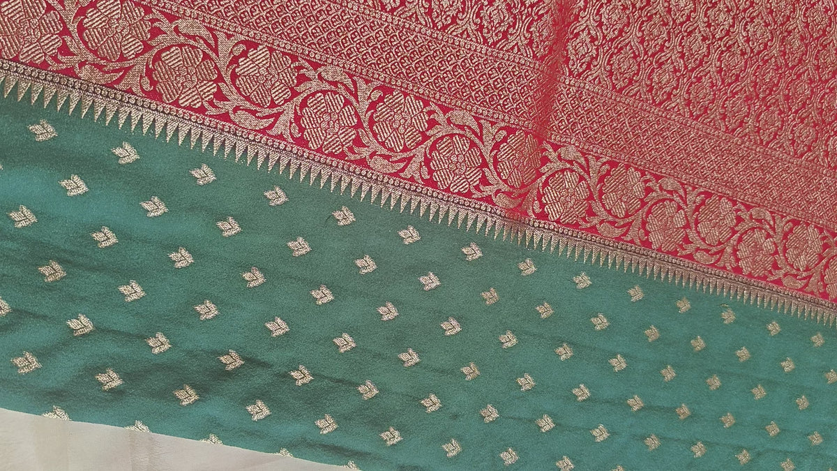 Green Red Georgette Booti Saree