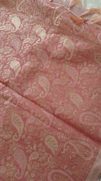 Peach Linen Zari Saree