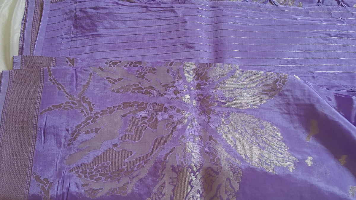 Lavender Silver Zari Designer Saree