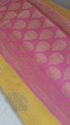 Yellow Organza Zari Booti Saree