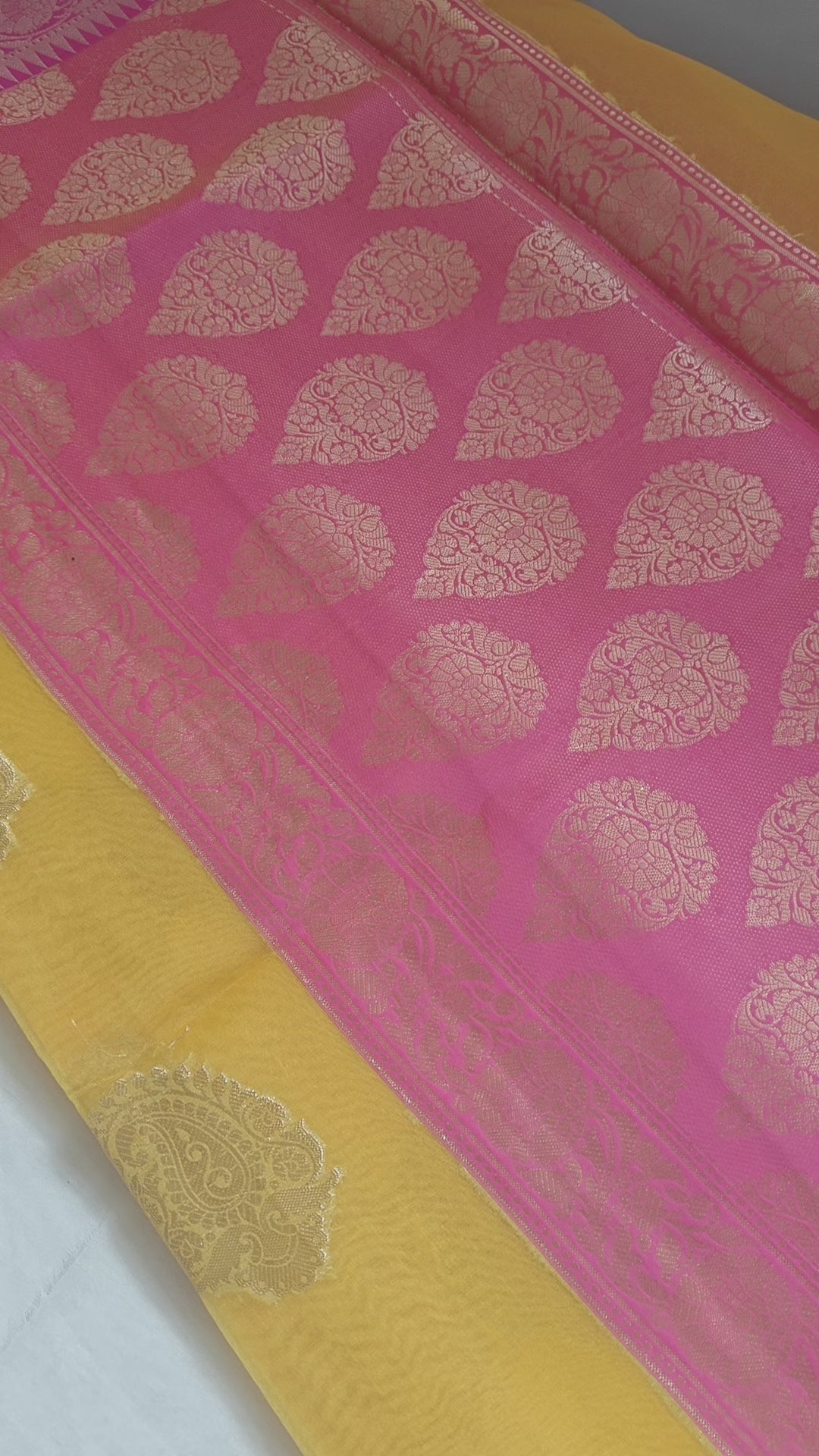 Yellow Organza Zari Booti Saree