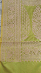 Parrot Green Jaal Katan Silk Saree